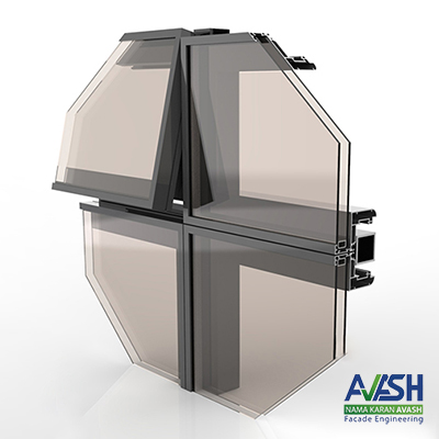 نمای کرتین وال مدل CA 50 FRICTION HINGE